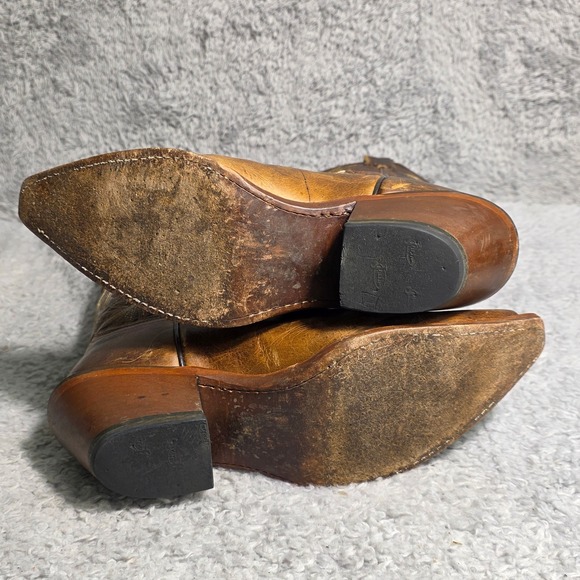 Justin Damiana Cowboy Western Boots Brown Distressed Leather Snip Toe Womens 8.5 - Picture 9 of 13